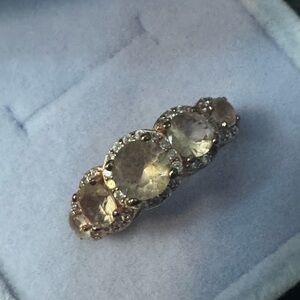 NWOT Lab Grown Morganite & CZ Ring Set in a Rose Gold Plated Band